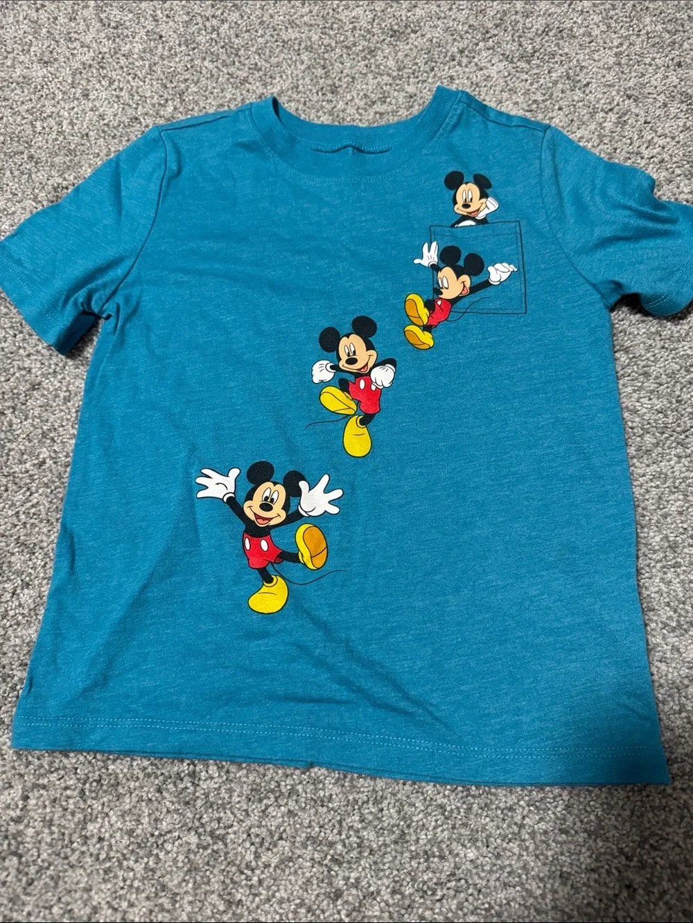 Old Navy Teal Blue Mickey Mouse Graphic Short Sleeve Tee